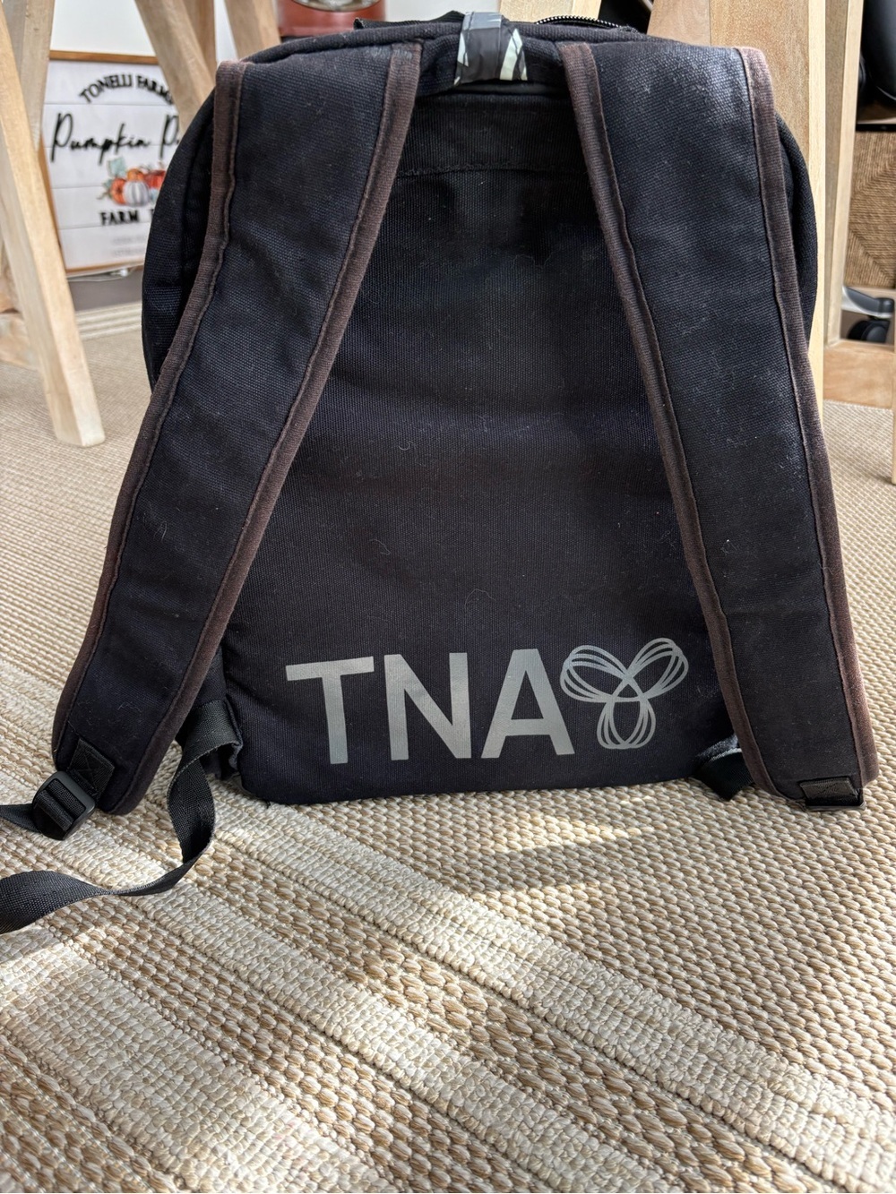TNA Aritzia Black Monogram Logo Backpack with Rain Cover Y2K 2000s Pockets - Picture 3 of 8